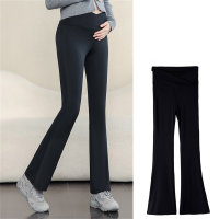 Pregnant women wear high waist slim fit pregnant women belly support spring and autumn style yoga flared pants  Black