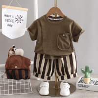 Baby boy summer suit children's suit boy summer thin short-sleeved shorts two-piece suit  Green