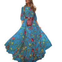 Women's printed swing dress  Blue