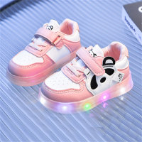 Toddler Cartoon panda pattern LED light up Low-bond sneakers  Pink