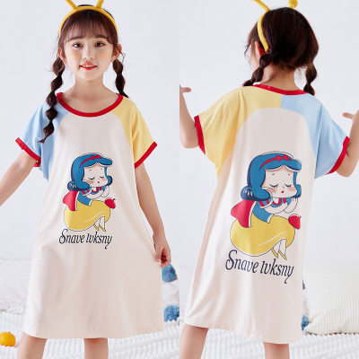 Summer children's nightdress short-sleeved girls little girl baby cartoon pajamas thin breathable dress
