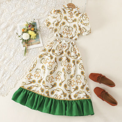 Kid Girl Baroque Print Set Dress