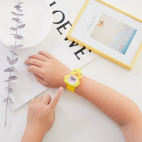 Bracelet de montre de style dessin animé de couleur unie pour enfants  Jaune