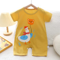 2022 Baby- und Kleinkind-Krabbelkleidung aus reiner Baumwolle im Sommer neuer koreanischer Stil, dünner männlicher, weiblicher, kurzärmeliger Kinder-Onesie  Mehrfarbig