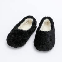 Toddler Girl Solid Color Soft Soles Furry Low-bond Shoes  Black