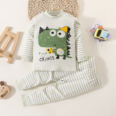 Conjunto de roupa interior de algodão puro das crianças roupas de outono do bebê calças de outono algodão colorido roupas para casa conjunto de duas peças
