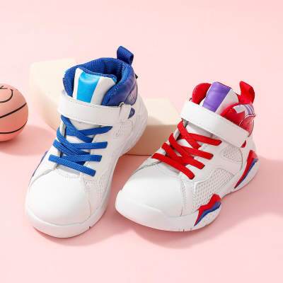 Kid Color-block Patchwork High-top Velcro Sneakers