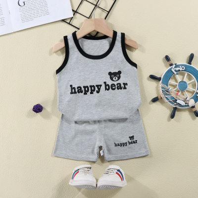 Children's vest suit summer pure cotton new style girls shorts clothes baby boys sleeveless suit children's clothing