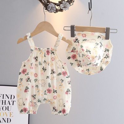 Baby clothes, summer rompers, baby girl's suspenders, summer clothes, cotton gauze boneless onesies, summer clothes