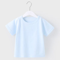Modal tops baby short-sleeved summer half-sleeved tops summer thin men and women baby clothes ice silk cool  Blue