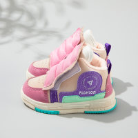 أحذية رياضية عالية الجودة مرقعة بشريط فيلكرو للأطفال الصغار  وردي 