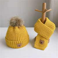 2-Piece Baby Solid Color Bear Style Knitted Hat(Labeling letters are randomized)  Yellow
