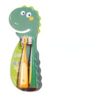 Children's soft bristle toothbrush baby primary school student cartoon dinosaur 2 pieces  Green