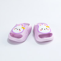 Sandalias deslizantes con decoración de conejo de PVC para niña pequeña  Púrpura