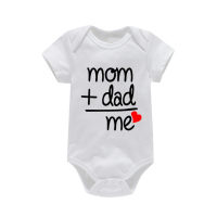 ins aliexpress ebay amazon wish popular mom+dad=me crawl suit triangle jumpsuit hafu baby  White