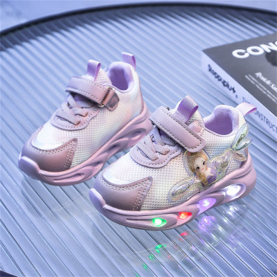 Toddler Girl Princess style cute LED light Flyknit sneakers