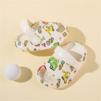 Nuovi zoccoli estivi per bambini e bambine, sandali e pantofole per interni ed esterni con fondo morbido stampato a cartoni animati all'ingrosso  Beige