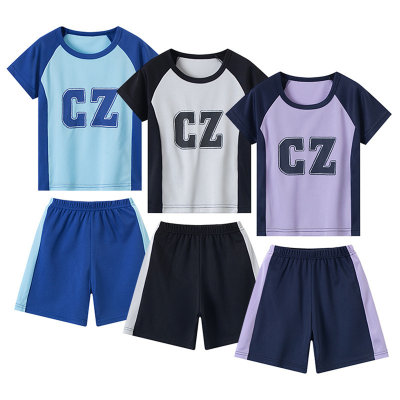 Children's sportswear boys' short-sleeved two-piece suits for middle and large children's quick-drying clothes