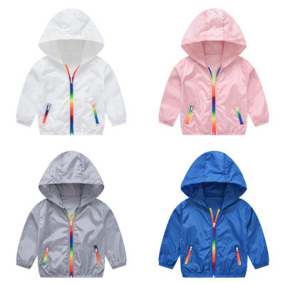 New summer children's clothing children's sun protection clothing jackets boys and girls skin clothing rainbow hooded sun protection clothing air conditioning shirt