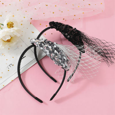 Girls' Sequin Decor Mesh Patchwork Hat Style Hairband