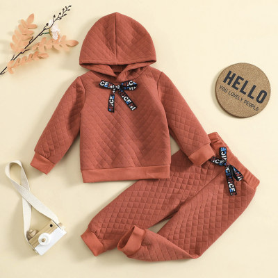 Toddler Solid Color Hooded Sweater & Pants