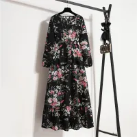 Women's floral chiffon maxi dress  Black