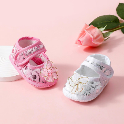 Zapatos de velcro con decoración de flores en 3D con estampado floral para bebés