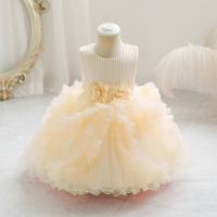 فستان عيد الميلاد الأول 2023 نمط جديد فستان الأميرة فتاة فستان صيفي للأطفال تنورة توتو فستان حفلة عيد ميلاد  لون الشمبانيا
