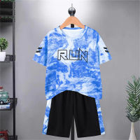 Ice silk quick-drying children's clothing, big children's summer clothing, T-shirts, short-sleeved summer basketball uniforms, breathable and sweat-absorbent  Blue