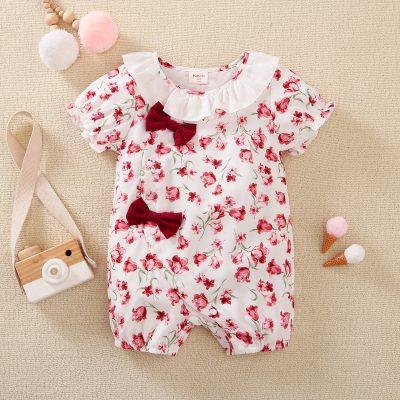 Baby Girl Short Sleeve Floral Jumpsuit