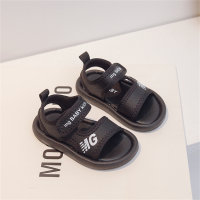 Casual open toe sandals for middle and older children simple beach shoes  Black