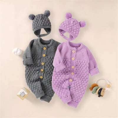 Baby Autumn Round neck Daily  Long-sleeved long-leg romper
