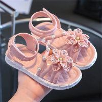 Zapatos de playa de princesa con flores para niña, suaves, antideslizantes, para niños  Rosado