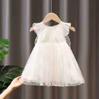 Falda de ala de mariposa para niña, falda de princesa de lunares, vestido hinchado de verano para niña, novedad de 2022  Blanco