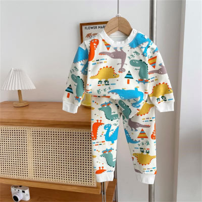 Cartoon cute little dinosaur underwear set children's print home clothes pajamas children's clothing