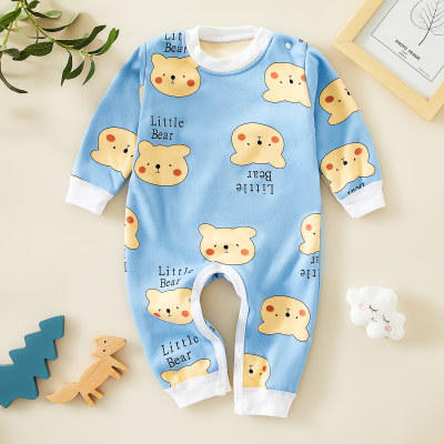 Baby Boy Cute Letter Bear Print Long-sleeved Jumpsuit