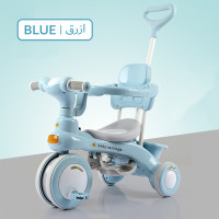 Children tricycles bicycles with guardrail 1-3 year old baby stroller with umbrella baby stroller  Blue