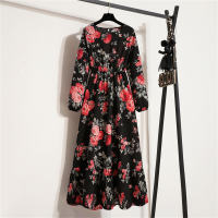 Women's floral chiffon maxi dress  Black