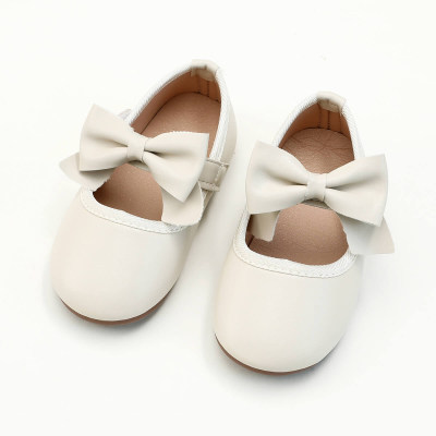 Toddler Girl Solid Color Bowknot Leather Shoes