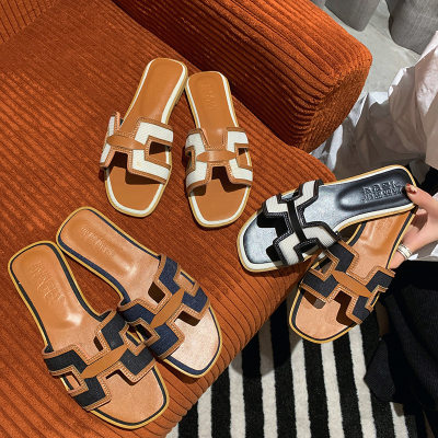 Flache Sandalen und Hausschuhe neue Sommer Retro Denim Farbe passende Oberbekleidung tägliche Freizeit