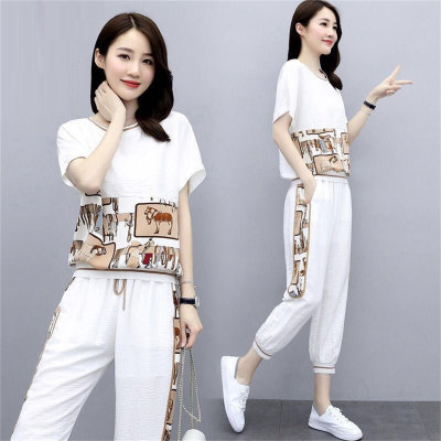 Women's casual printed pattern sports suit