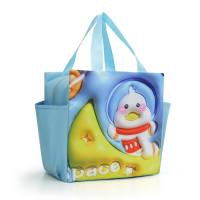 Bolsa de almuerzo divertida con diseño de dibujos animados para mascotas en 3D, bolsa aislante para estudiantes para traer arroz, bolsa de hielo para pícnic al aire libre, bolsa aislante para fiambrera  Azul