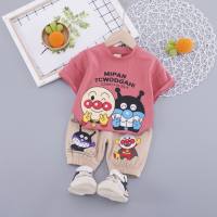 New style summer clothes for boys and girls, cartoon short-sleeved suits for 1 to 3 years old, summer baby clothes, handsome and fashionable  Pink