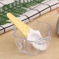 Bol à crème glacée en gros et cuillère ensemble coloré créatif épaissi vaisselle pour enfants crème glacée dessert bol à collation bol en plastique  Transparent
