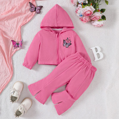 Baby girl pink zipper hooded suit
