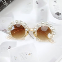 Children's cute shell inlaid pearl glasses  Brown