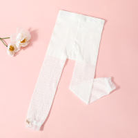 Baby Girl Solid Color Bow-knot Decor Ultra Stretch Leggings  White