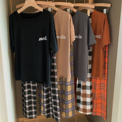 Set pigiama ampio scozzese da 2 pezzi per ragazza teenager