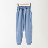 Pantalones de patrón de letra de color sólido para niño niño  Azul