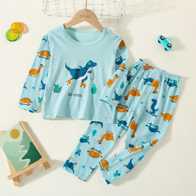 2-piece Toddler Boy Pure Cotton Dinosaur Printed Long Sleeve T-shirt & Matching Pants